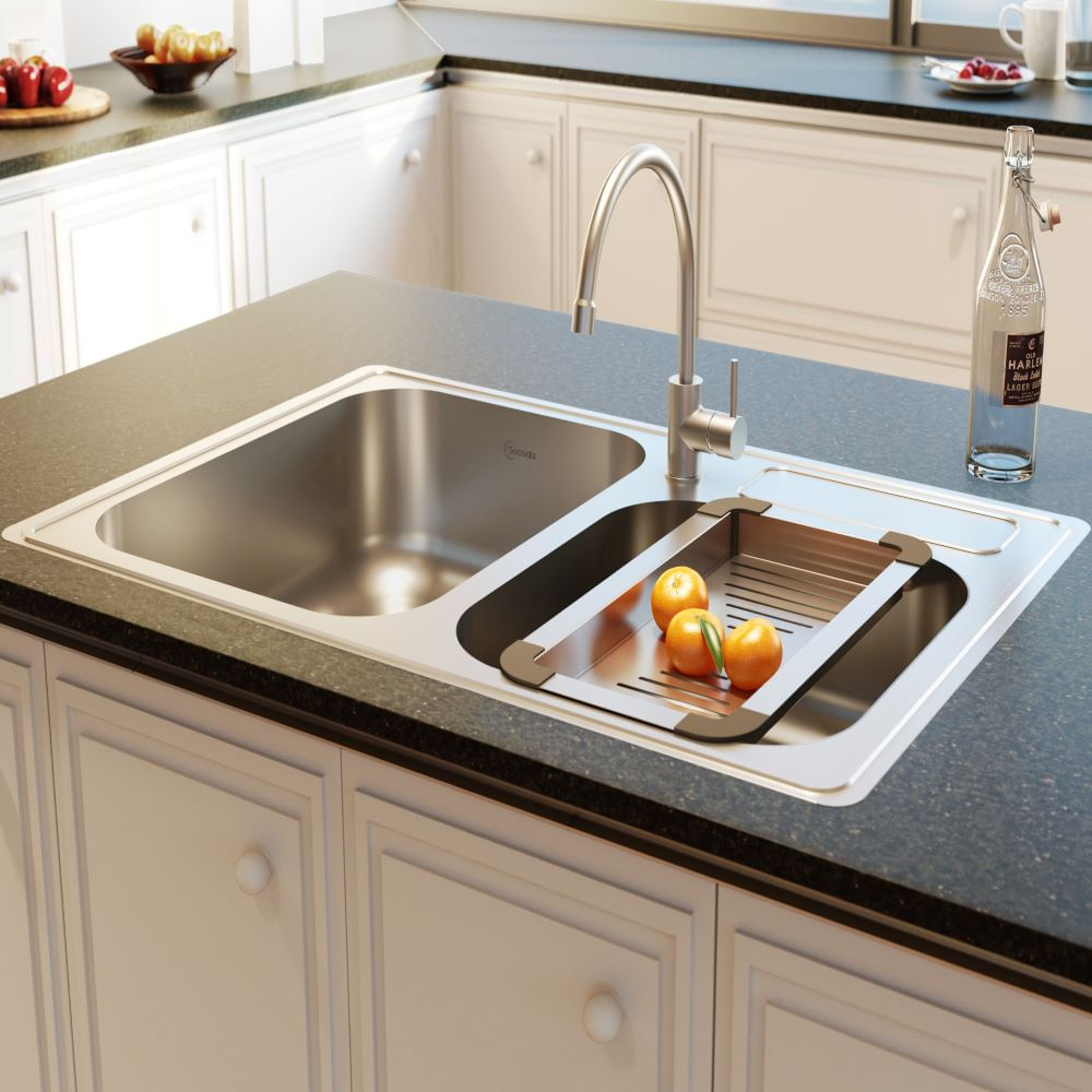 Fregador Doble Tina 33.1” x 22” Sobreponer Monocontrol