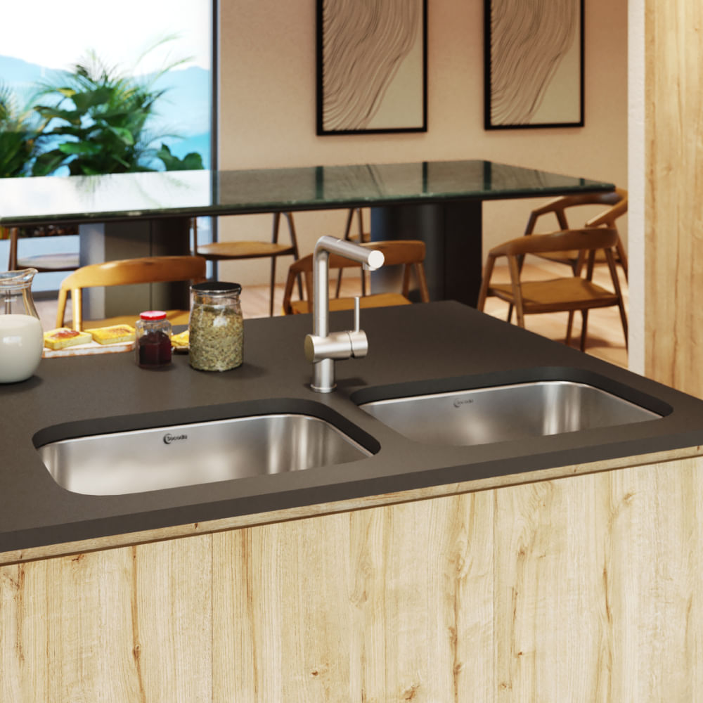 Fregador Doble Tina 37” x 16.9” Submontar