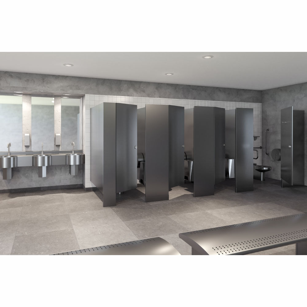 Sistema de Divisiones clásicas a piso en Acero inoxidable apoyadas al piso. Entrega en 20 días aproximadamente