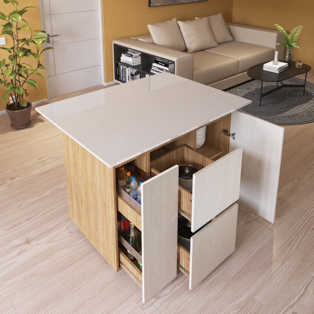 Barra Barcelona 1.20m Módulos Botellero + Ollero + Entrepaño