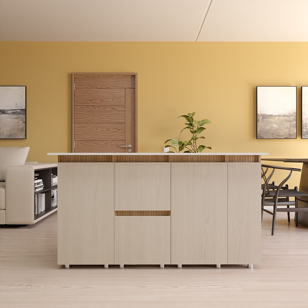 Barra Barcelona 1.50m Módulos Botellero + Entrepaño + Ollero + Basurera