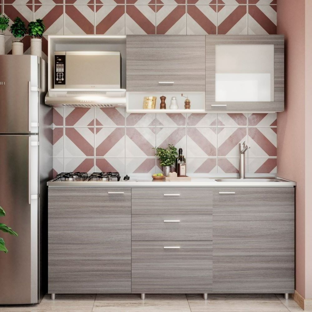 Cocina Integral Monti 1.80 + Grifería + Canastilla + Sifón +Escurridor