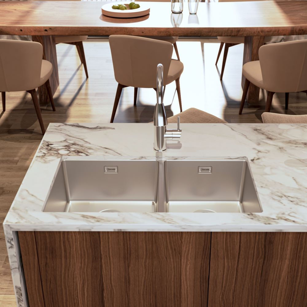 Lavaplatos Prime Doble Tanque 80x44cm + Canastilla y Rejilla