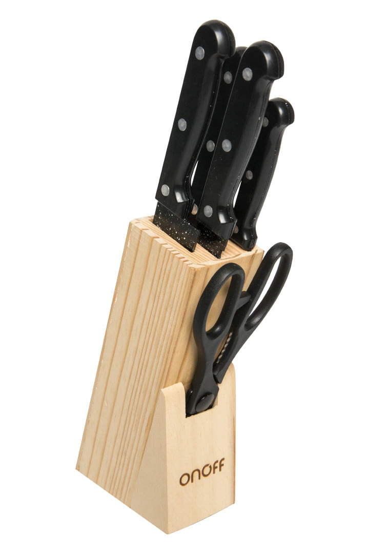 SET X 4 CUCHILLOS + TIJERAS CON BASE